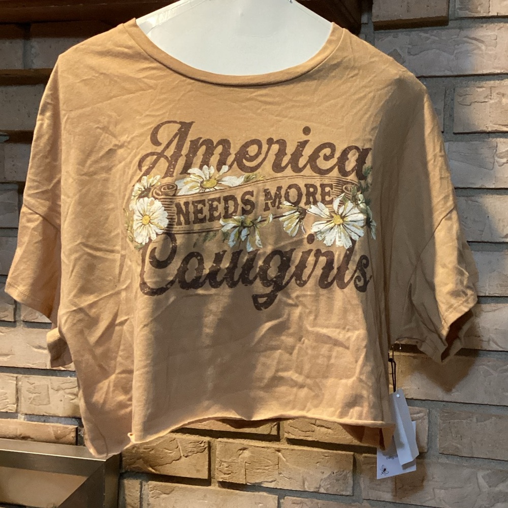Originality Women's America needs more cowgirls, crop Graphic Tee